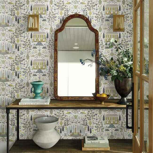 Camont Linen & Gold Wallpaper - York Wallcoverings - RI5107 - York Wallcoverings Wallpaper