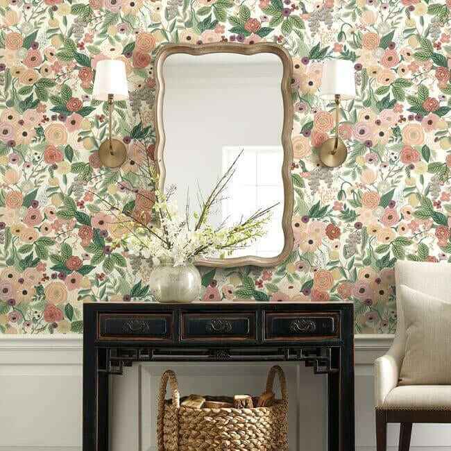 Garden Party Burgundy Wallpaper - York Wallcoverings - RI5122 - York Wallcoverings Wallpaper