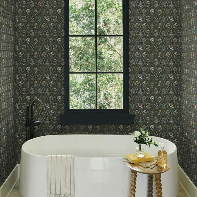 hawthorne-black-cream-wallpaper-york-wallcoverings-ri5133 - York Wallpaper Wallpaper