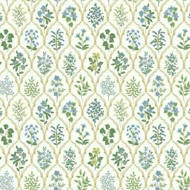 Hawthorne Blue & Green Wallpaper - York Wallcoverings - RI5132 - York Wallcoverings Wallpaper