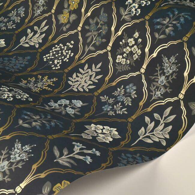 hawthorne-wallpaper-navy-gold-york-wallcoverings-ri5131 - York Wallcoverings Wallpaper