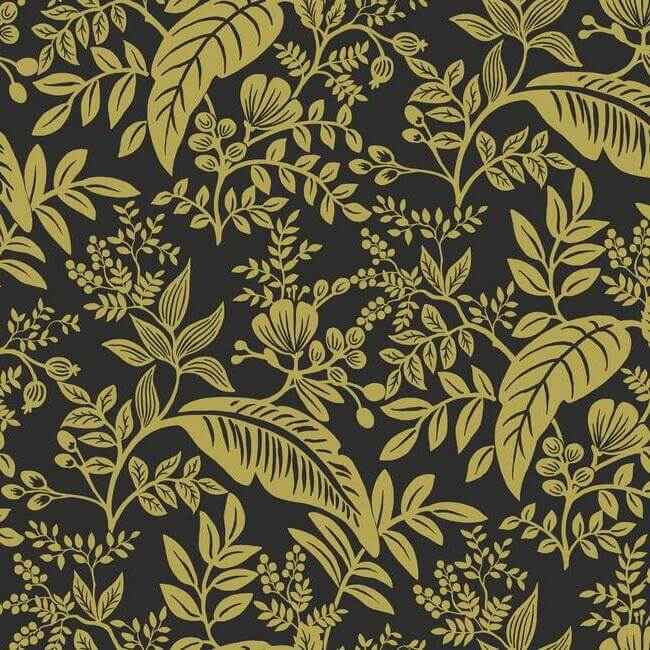 Canopy Gold & Black Wallpaper - York Wallcoverings - RI5139