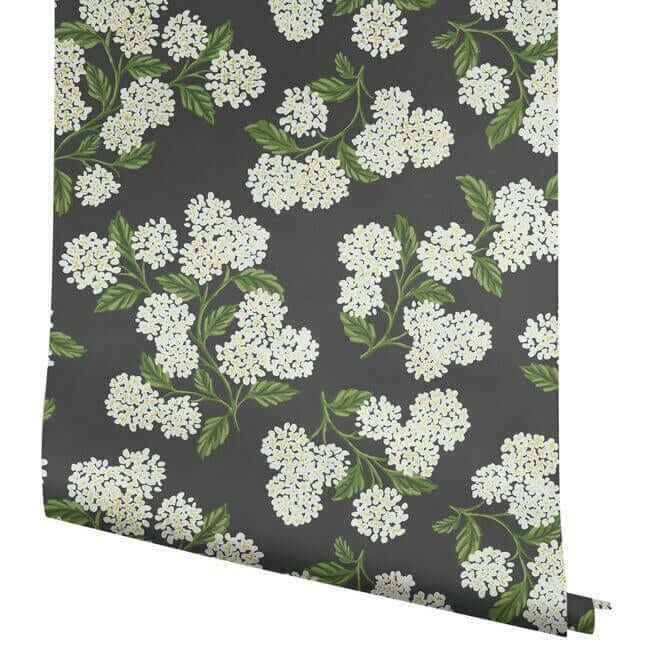 Hydrangea Black & White Wallpaper - York Wallcoverings - RI5146 - York Wallcoverings Wallpaper