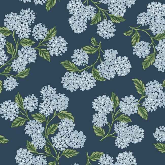 Hydrangea Navy Wallpaper - York Wallcoverings - RI5142 - York Wallcoverings Wallpaper