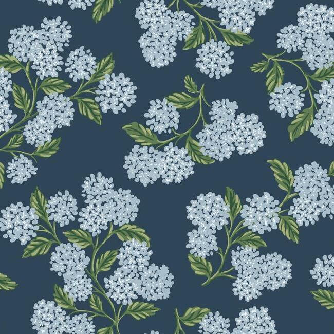 hydrangea-navy-wallpaper-york-wallcoverings-ri5142 - York Wallpaper Wallpaper