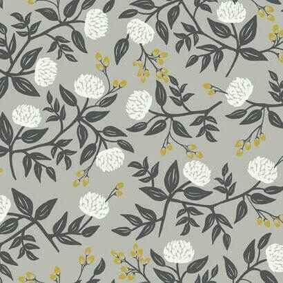 Peonies Grey Wallpaper - York Wallcoverings - RI5152 - York Wallcoverings Wallpaper
