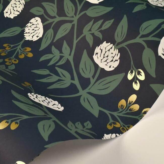 peonies-wallpaper-navy-york-wallcoverings-ri5149 - York Wallcoverings Wallpaper