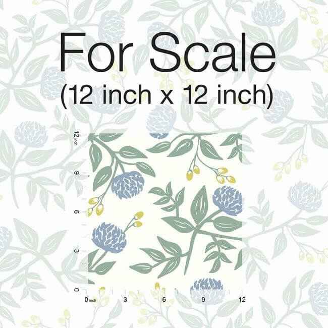 Peonies Periwinkle & Sage Wallpaper - York Wallcoverings - RI5148 - York Wallcoverings Wallpaper