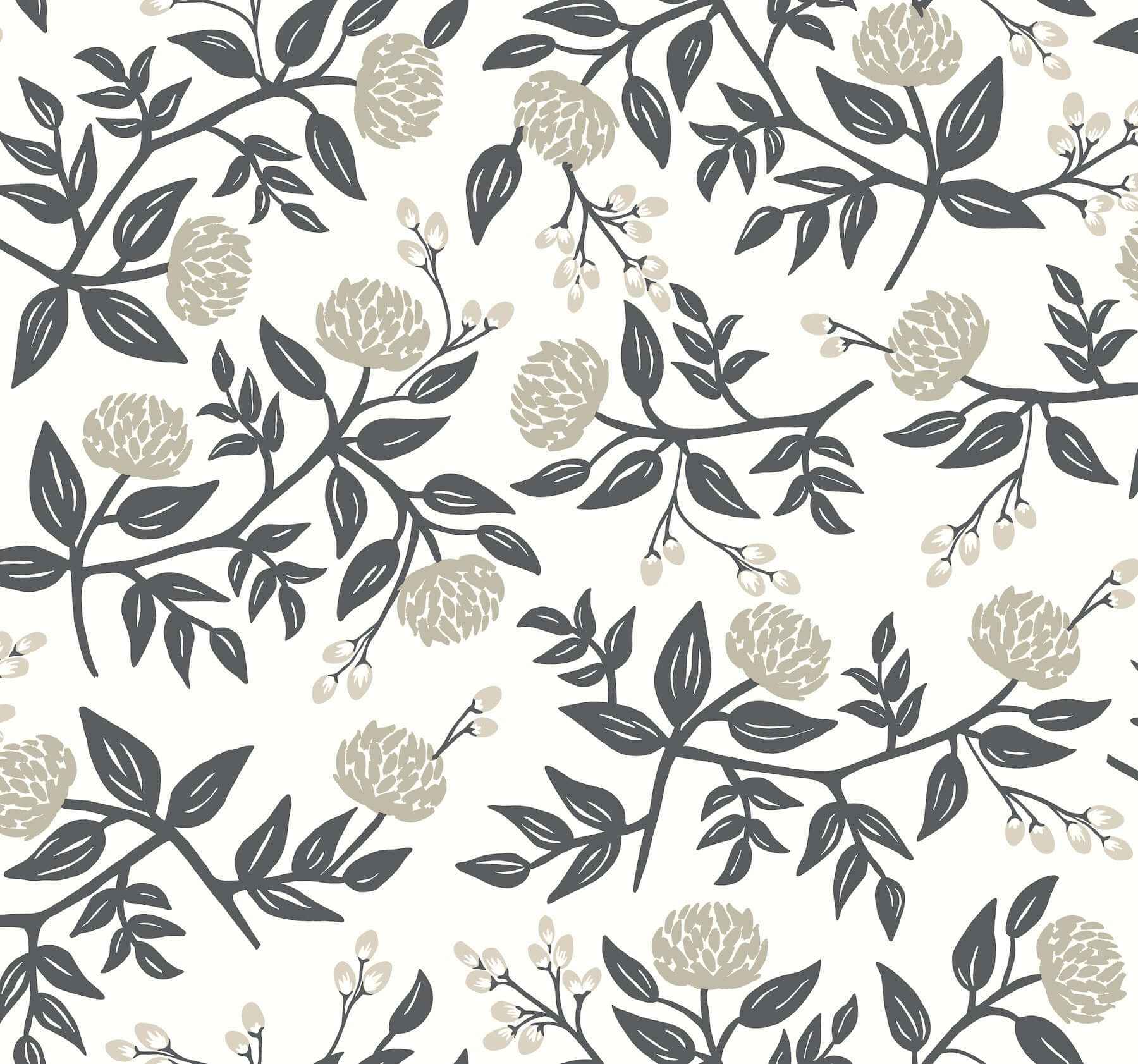 Peonies White & Black Wallpaper - York Wallcoverings - RI5150 - York Wallcoverings Wallpaper
