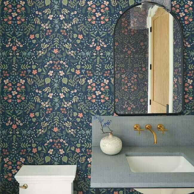 Wildwood Navy Wallpaper - York Wallcoverings - RI5154 - York Wallcoverings Wallpaper