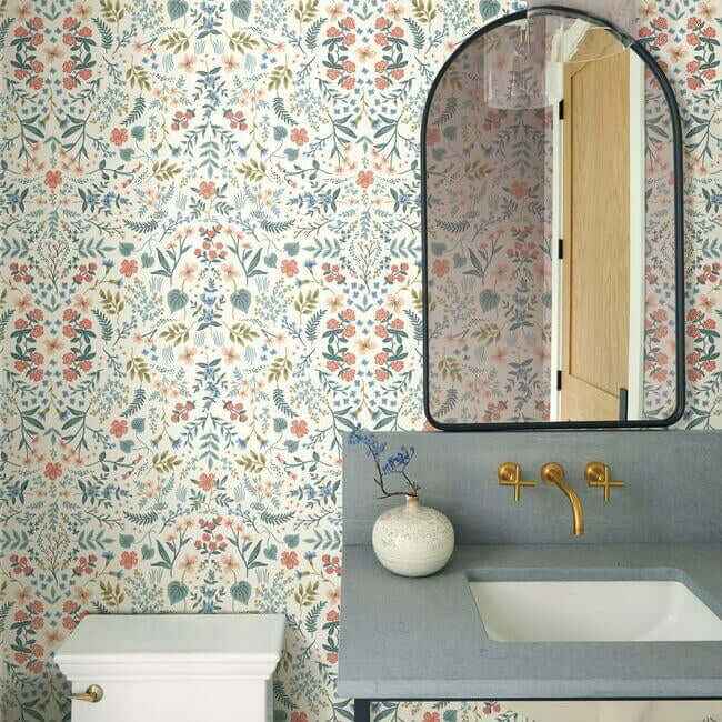 Wildwood Beige & Coral Wallpaper - York Wallcoverings - RI5157 - York Wallcoverings Wallpaper