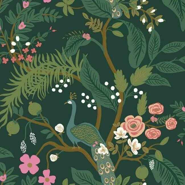 Peacock Emerald Wallpaper - York Wallcoverings - RI5168