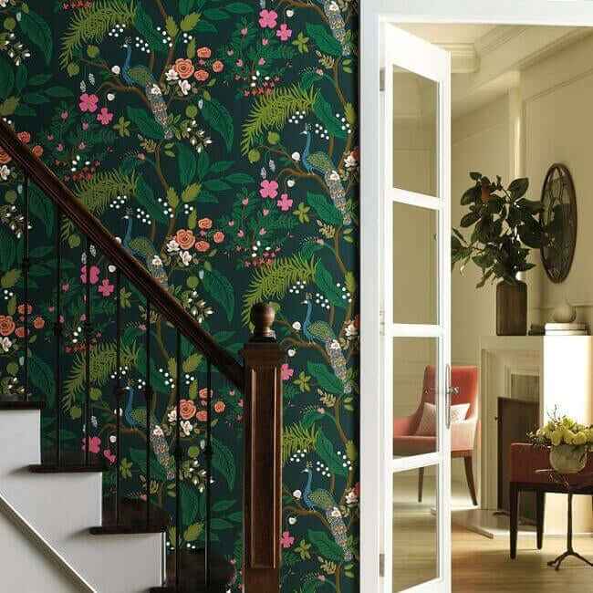 Peacock Emerald Wallpaper - York Wallcoverings - RI5168 - York Wallcoverings Wallpaper