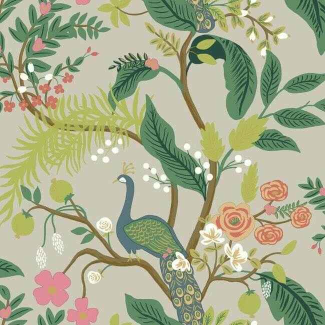 Peacock Linen Wallpaper - York Wallcoverings - RI5171