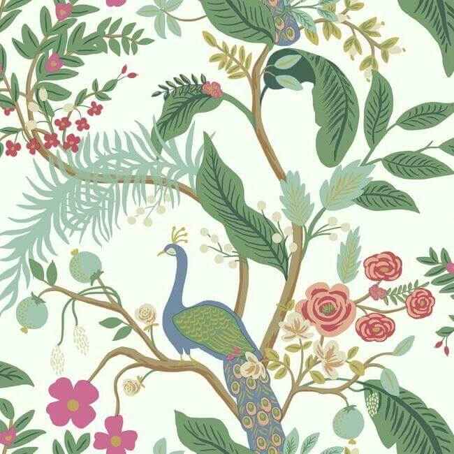 Peacock Periwinkle Wallpaper - York Wallcoverings - RI5174 - York Wallcoverings Wallpaper