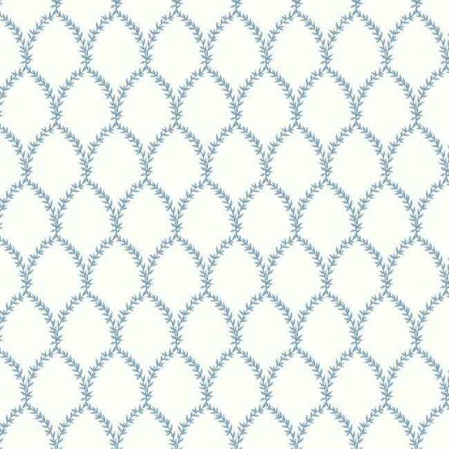 Laurel Blue & White Wallpaper - York Wallcoverings - RI5180 - York Wallcoverings Wallpaper
