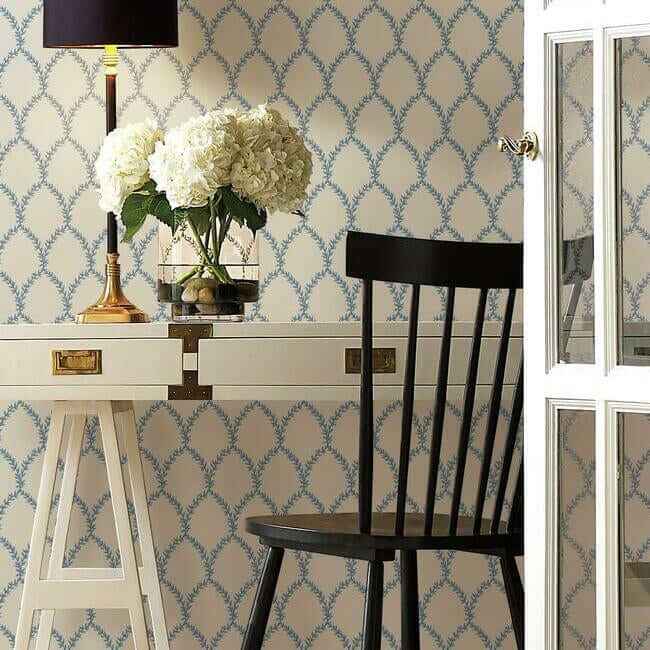 Laurel Blue & White Wallpaper - York Wallcoverings - RI5180 - York Wallcoverings Wallpaper