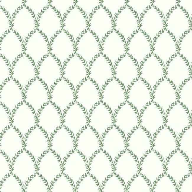 Laurel Green & White Wallpaper - York Wallcoverings - RI5178 - York Wallcoverings Wallpaper