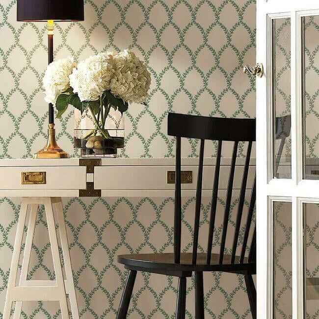 Laurel Green & White Wallpaper - York Wallcoverings - RI5178 - York Wallcoverings Wallpaper