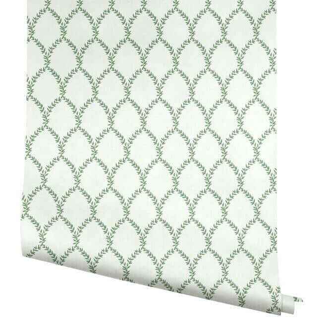 Laurel Green & White Wallpaper - York Wallcoverings - RI5178 - York Wallcoverings Wallpaper