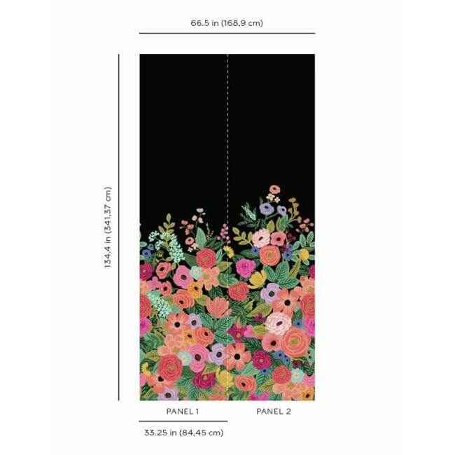 Garden Party Black Wall Mural - York Wallcoverings - RI5192M - York Wallcoverings Wallpaper