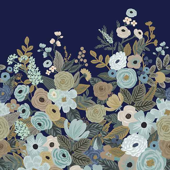 Garden Party Navy Wall Mural - York Wallcoverings - RI5191M - York Wallcoverings Wallpaper