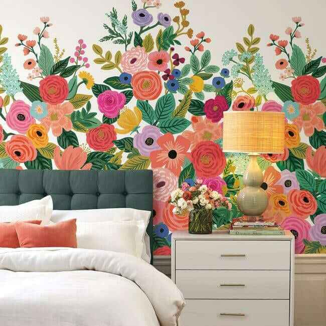 Garden Party Bright Pink Wall Mural - York Wallcoverings - RI5190M - York Wallcoverings Wallpaper