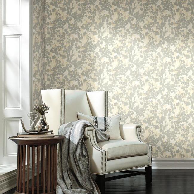 pressed-leaves-wallpaper-creamgrey-york-wallcoverings-na0520 - York Wallcoverings Wallpaper