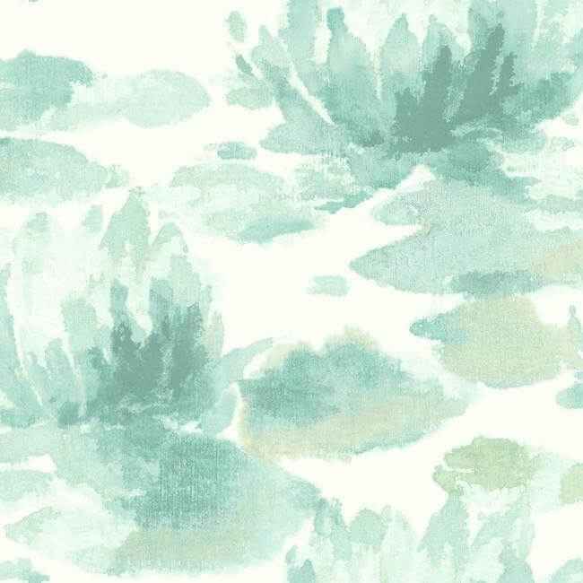 Water Lily Blue Wallpaper - York Wallcoverings - NA0525 - York Wallcoverings Wallpaper