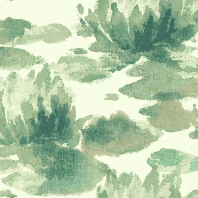water-lily-wallpaper-green-york-wallcoverings-na0526 - York Wallcoverings Wallpaper