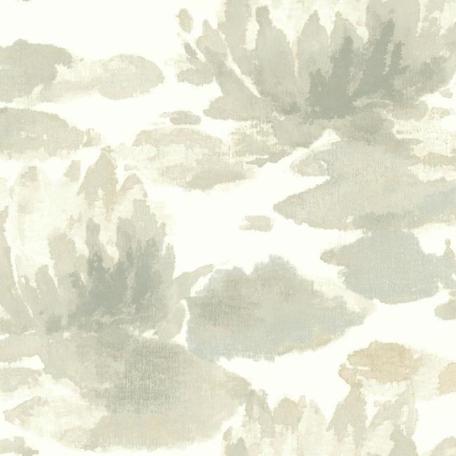 water-lily-wallpaper-taupegrey-york-wallcoverings-na0524 - York Wallcoverings Wallpaper