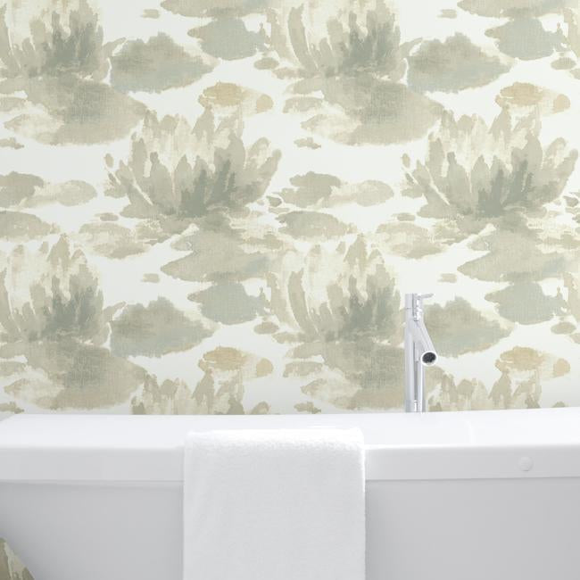 water-lily-wallpaper-taupegrey-york-wallcoverings-na0524 - York Wallcoverings Wallpaper