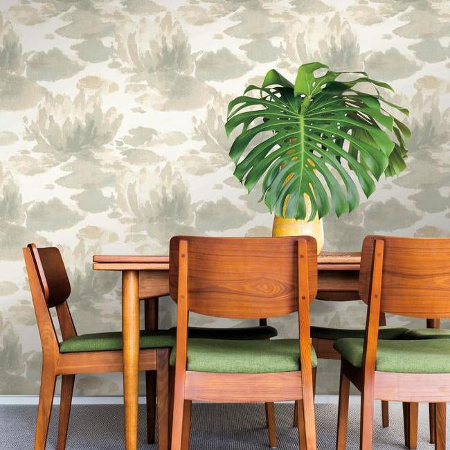 water-lily-wallpaper-taupegrey-york-wallcoverings-na0524 - York Wallcoverings Wallpaper