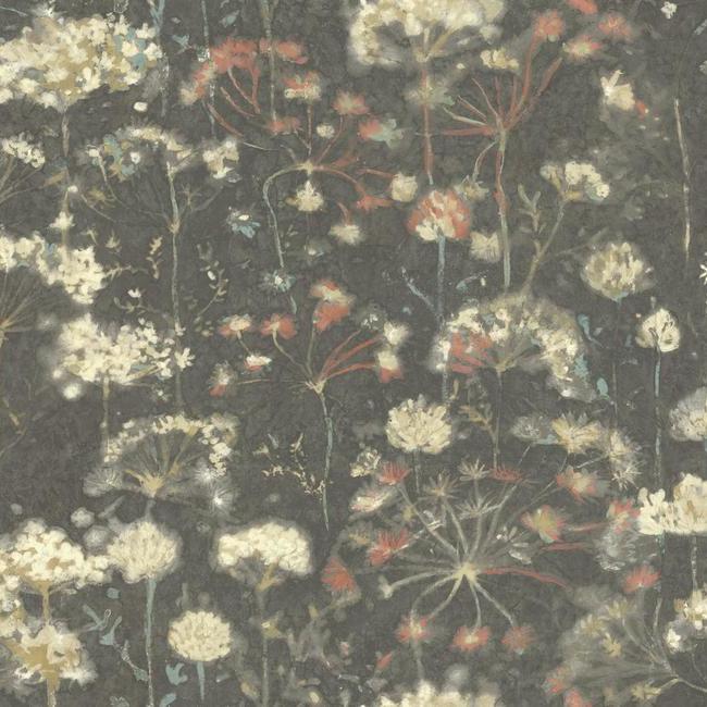 botanical-fantasy-wallpaper-blackredblue-york-wallcoverings-na0545 - York Wallcoverings Wallpaper