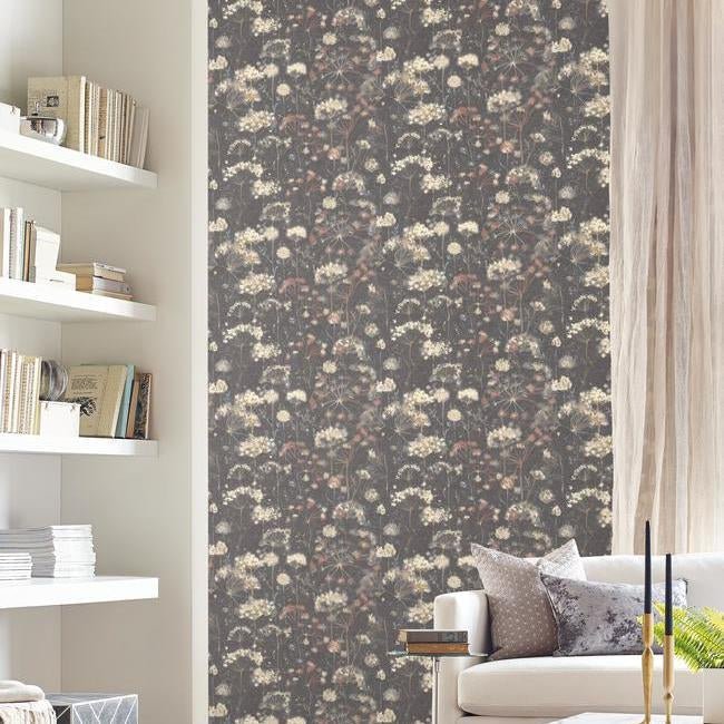 botanical-fantasy-wallpaper-blackredblue-york-wallcoverings-na0545 - York Wallcoverings Wallpaper