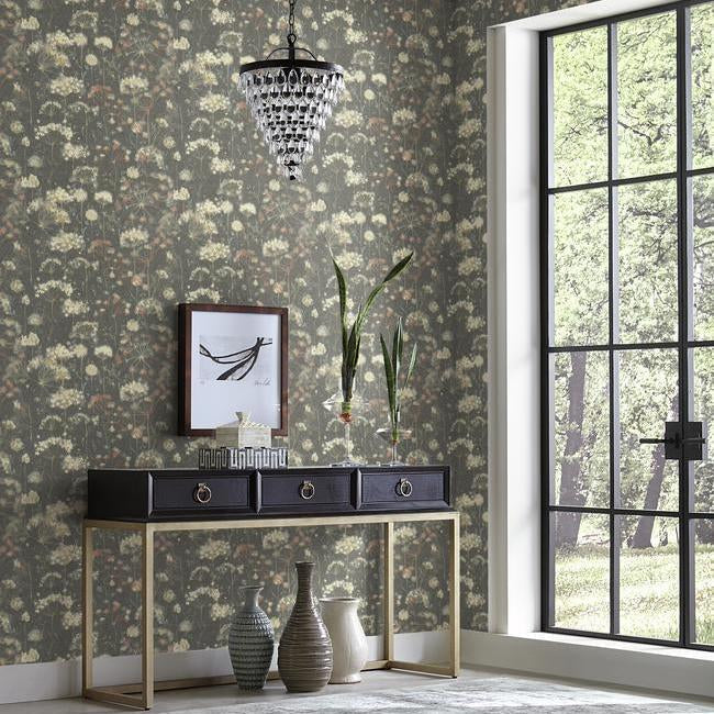 botanical-fantasy-wallpaper-blackredblue-york-wallcoverings-na0545 - York Wallcoverings Wallpaper
