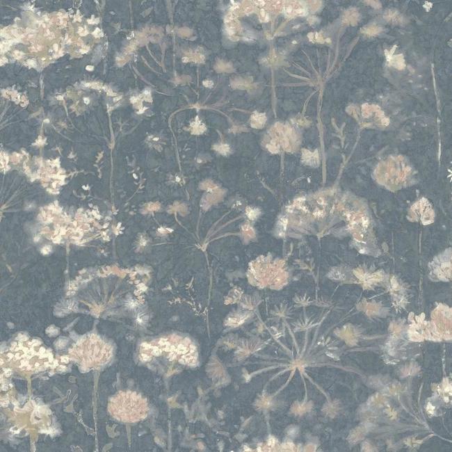botanical-fantasy-wallpaper-dark-blue-blush-york-wallcoverings-na0543 - York Wallcoverings Wallpaper