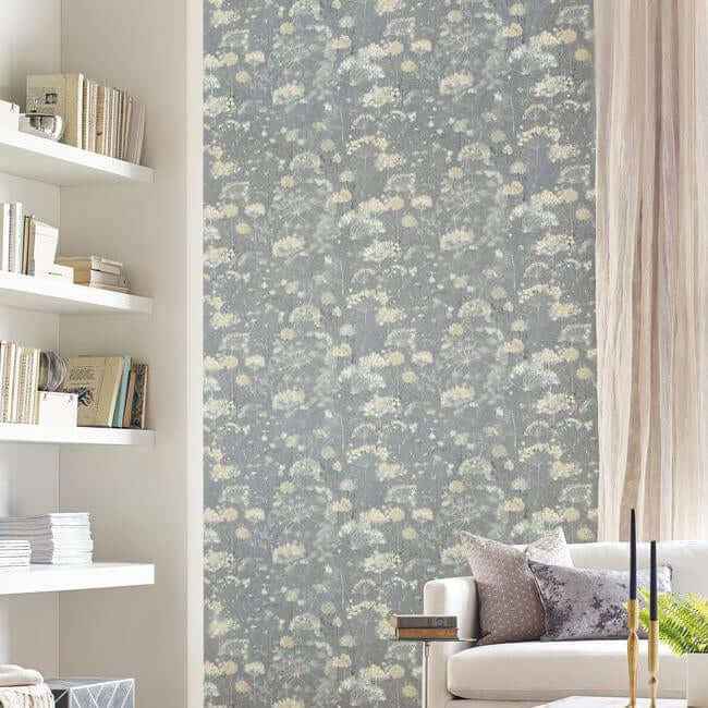 Botanical Fantasy Grey Wallpaper - York Wallcoverings - NA0541 - York Wallcoverings Wallpaper