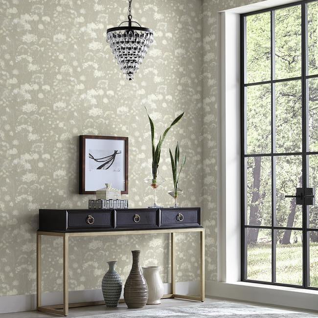 botanical-fantasy-wallpaper-soft-taupe-york-wallcoverings-na0540 - York Wallcoverings Wallpaper
