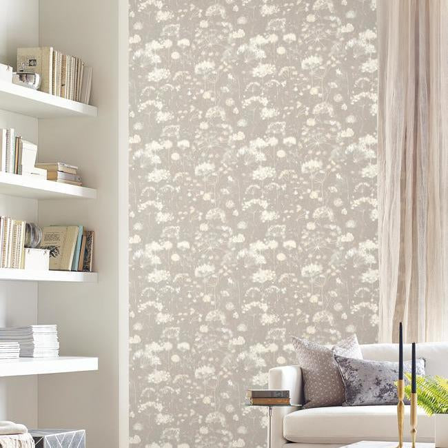 botanical-fantasy-wallpaper-soft-taupe-york-wallcoverings-na0540 - York Wallcoverings Wallpaper