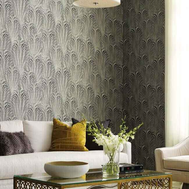 Deco Fountain Black Wallpaper - York Wallcoverings - OL2768 - York Wallcoverings Wallpaper