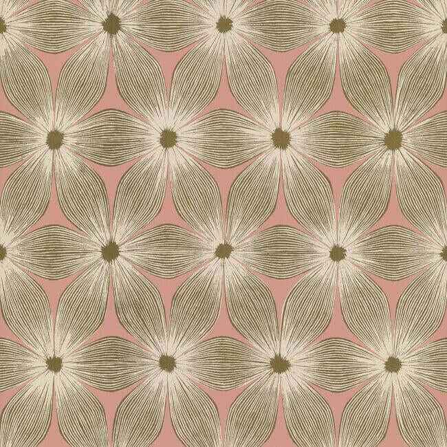 Everlasting Coral & Gold Wallpaper - York Wallcoverings - CI2301 - York Wallcoverings Wallpaper