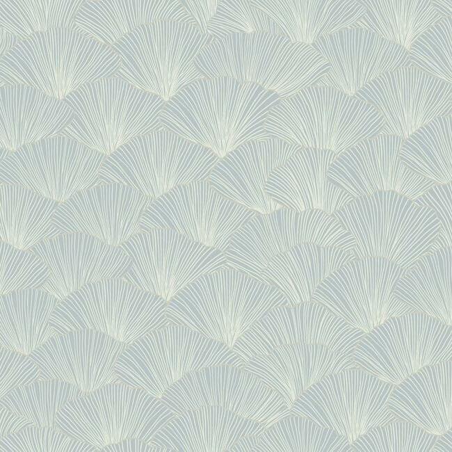 luminous-ginkgo-wallpaper-mist-blue-york-wallcoverings-ci2338 - York Wallcoverings Wallpaper