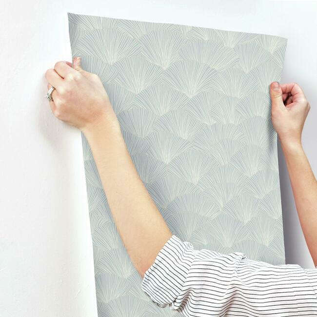 luminous-ginkgo-wallpaper-mist-blue-york-wallcoverings-ci2338 - York Wallcoverings Wallpaper