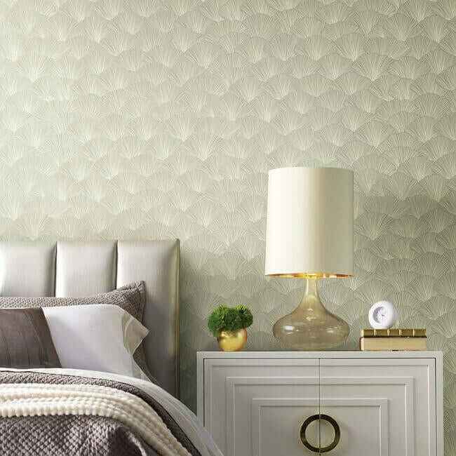 Luminous Ginkgo Wallpaper Taupe Blonde - York Wallcoverings - CI2331 - York Wallcoverings Wallpaper