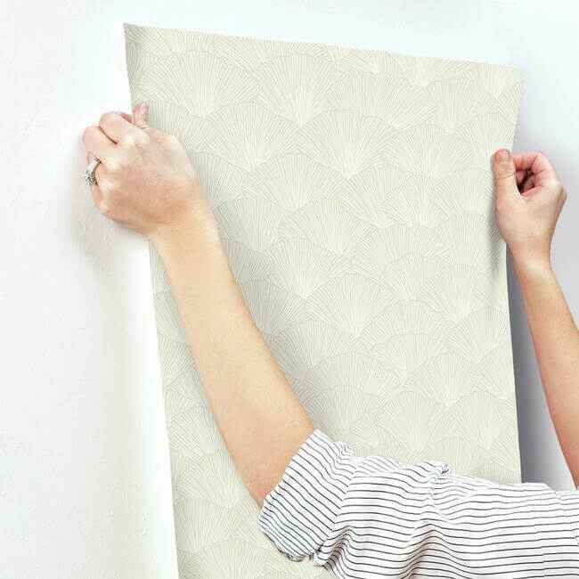 Luminous Ginkgo White & Cream Wallpaper - York Wallcoverings - CI2335 - York Wallcoverings Wallpaper
