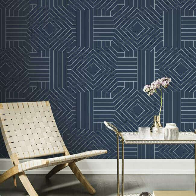 diverging-diamonds-navy-wallpaper-york-wallcoverings-ci2375 - York Wallpaper Wallpaper