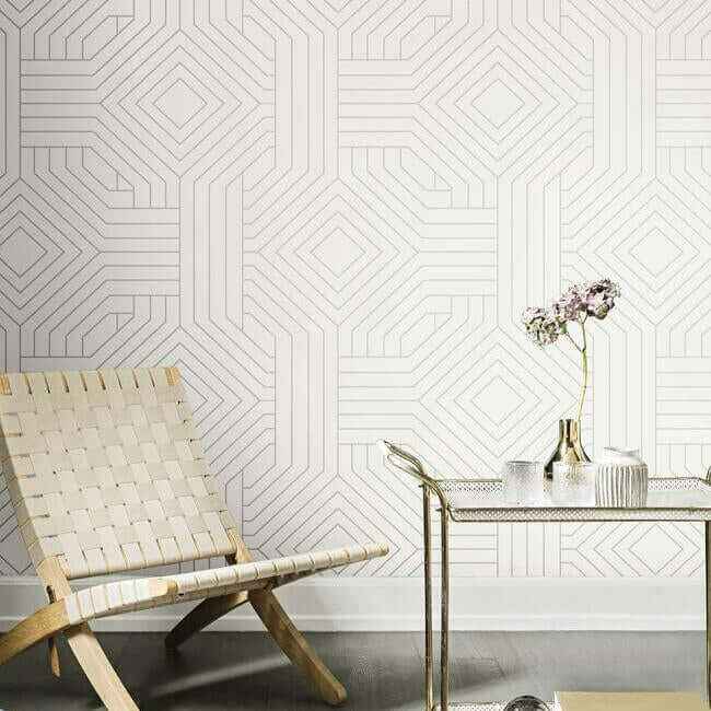 Diverging Diamonds White Wallpaper - York Wallcoverings - CI2374 - York Wallcoverings Wallpaper