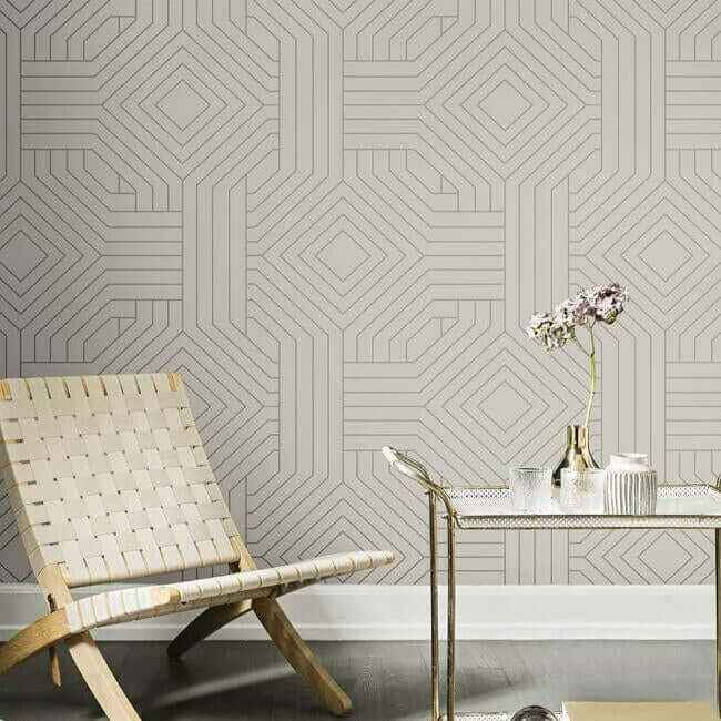 Diverging Diamonds Taupe Wallpaper - York Wallcoverings - CI2377 - York Wallcoverings Wallpaper