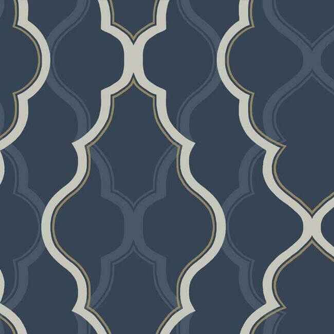 Double Damask Dark Blue Wallpaper - York Wallcoverings - CI2393